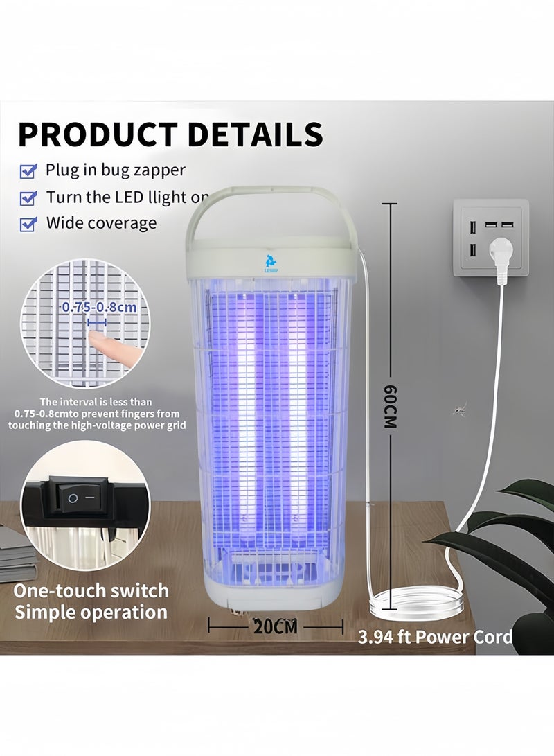 ليشب 3800V مزدوجة 15W البعوض محاصرة البعوض القاتل الكهربائية ، ذبابة القاتل ، في الأماكن المغلقة في الهواء الطلق الحشرات الطائرة ، عالية الطاقة الأشعة فوق البنفسجية البعوض القاتل ، مناسبة للأسر ، فناء ، الفناء الخلفي ، والتخييم - Image 2
