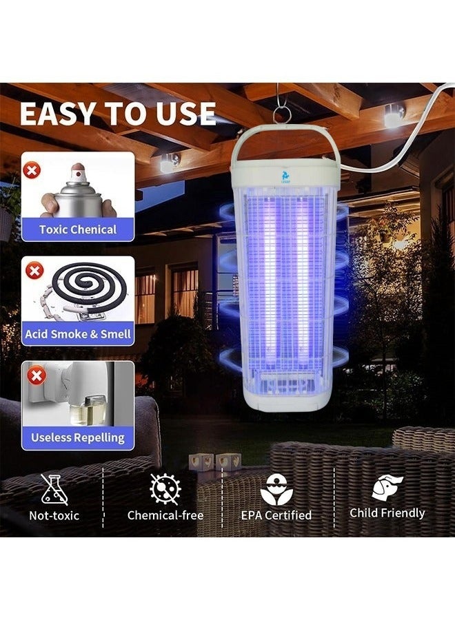 ليشب 3800V مزدوجة 15W البعوض محاصرة البعوض القاتل الكهربائية ، ذبابة القاتل ، في الأماكن المغلقة في الهواء الطلق الحشرات الطائرة ، عالية الطاقة الأشعة فوق البنفسجية البعوض القاتل ، مناسبة للأسر ، فناء ، الفناء الخلفي ، والتخييم - Image 4