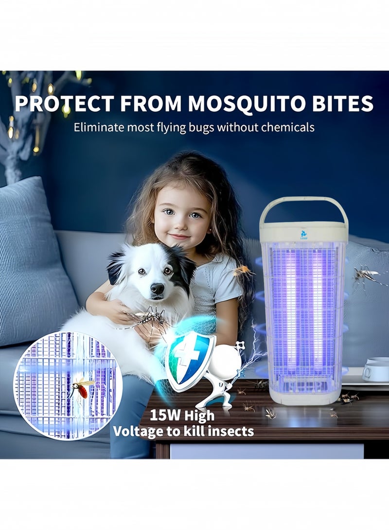 ليشب 3800V مزدوجة 15W البعوض محاصرة البعوض القاتل الكهربائية ، ذبابة القاتل ، في الأماكن المغلقة في الهواء الطلق الحشرات الطائرة ، عالية الطاقة الأشعة فوق البنفسجية البعوض القاتل ، مناسبة للأسر ، فناء ، الفناء الخلفي ، والتخييم - Image 3