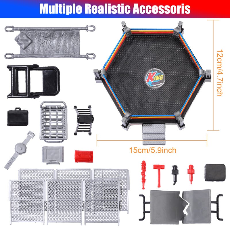 Skylety ألعاب مصارعة سكايليتي 32 قطعة مع 12 شخصية مصارعة مصغرة و20 ملحق واقعي - Image 3