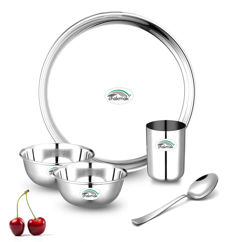 Chakmak 5 Pcs Stainless Steel Thali Set Angel - Image 1