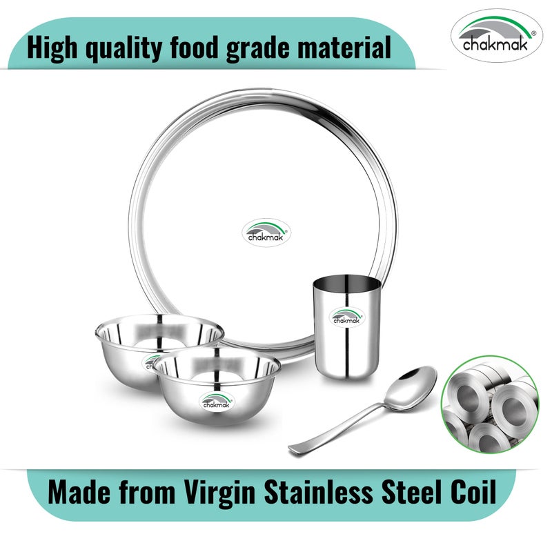Chakmak 5 Pcs Stainless Steel Thali Set Angel - Image 5