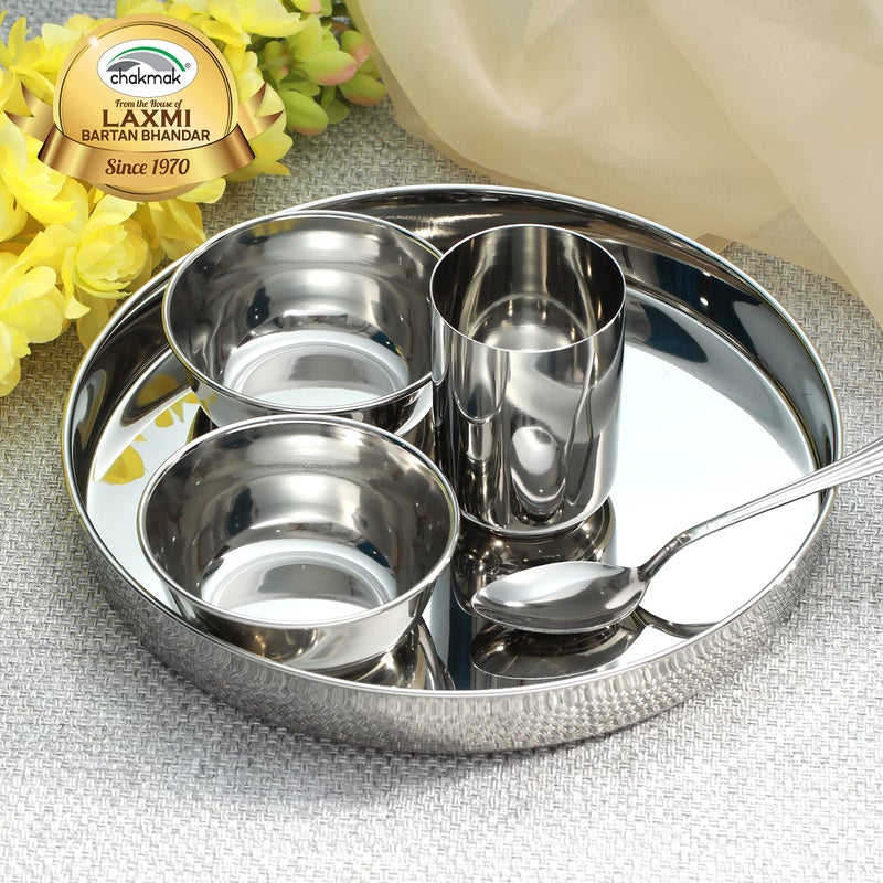 Chakmak 5 Pcs Stainless Steel Thali Set Angel - Image 2
