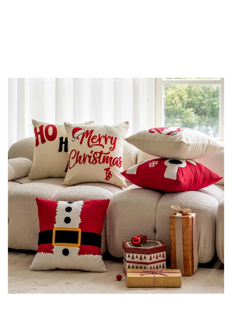 Vparty Set of 4 Decorative Throw Pillow Covers – Snowman, Geometric Deer, Snowflake Designs, Cotton Linen Cushion Covers (18" x 18"), Holiday, Christmas, Winter-themed Accent Pillows for Sofa, Couch, and Home Decor - Image 1