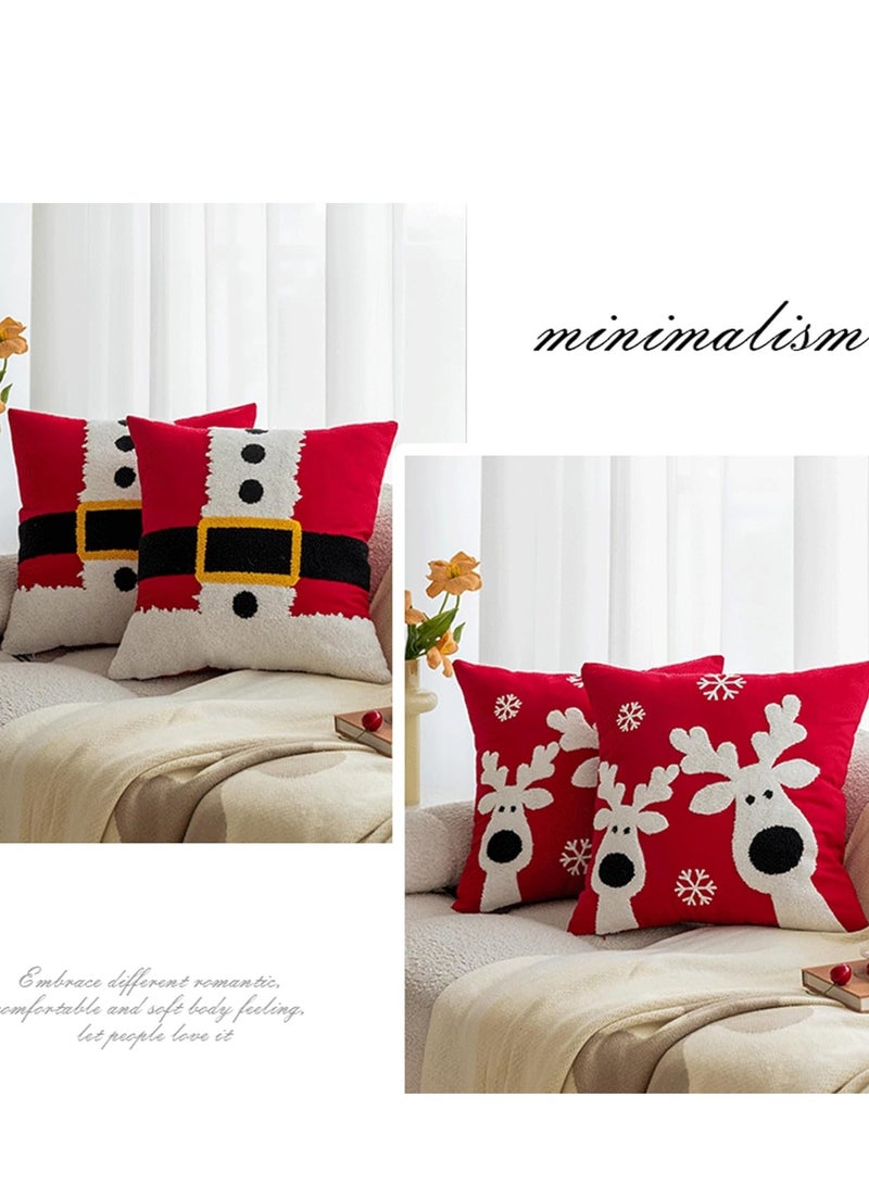 Vparty Set of 4 Decorative Throw Pillow Covers – Snowman, Geometric Deer, Snowflake Designs, Cotton Linen Cushion Covers (18" x 18"), Holiday, Christmas, Winter-themed Accent Pillows for Sofa, Couch, and Home Decor - Image 2