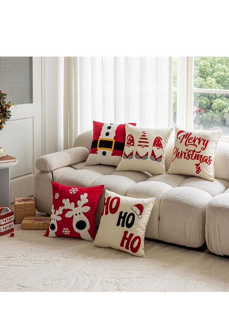Vparty Set of 4 Decorative Throw Pillow Covers – Snowman, Geometric Deer, Snowflake Designs, Cotton Linen Cushion Covers (18" x 18"), Holiday, Christmas, Winter-themed Accent Pillows for Sofa, Couch, and Home Decor - Image 3