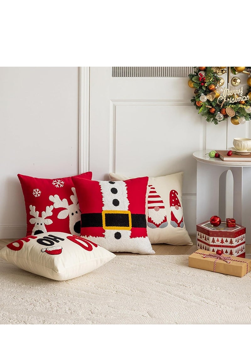Vparty Set of 4 Decorative Throw Pillow Covers – Snowman, Geometric Deer, Snowflake Designs, Cotton Linen Cushion Covers (18" x 18"), Holiday, Christmas, Winter-themed Accent Pillows for Sofa, Couch, and Home Decor - Image 5