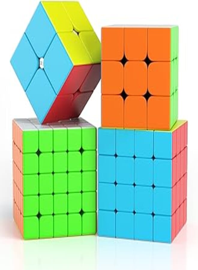 Vdealen Speed Cube Set, 2x2 3x3 4x4 5x5 Stickerless Speed Cube Bundle- Bright Magic Cube Pack, Smooth Cube Puzzle with Gift Packing Games Toy