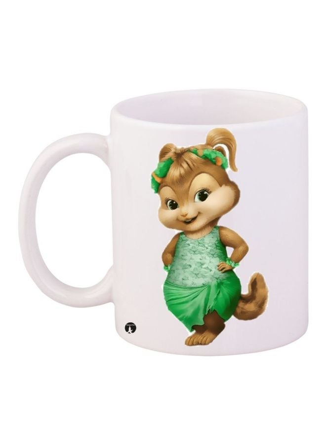 Cartoon Printed Coffee Mug White/Green/Brown 11ounce