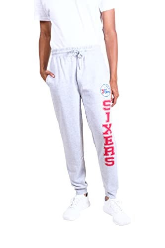 Ultra Game NBA Official Men’s Super Soft Game Day Jogger Sweatpants - Unisex, Philadelphia 76ers, Heather Gray, Small - Image 1