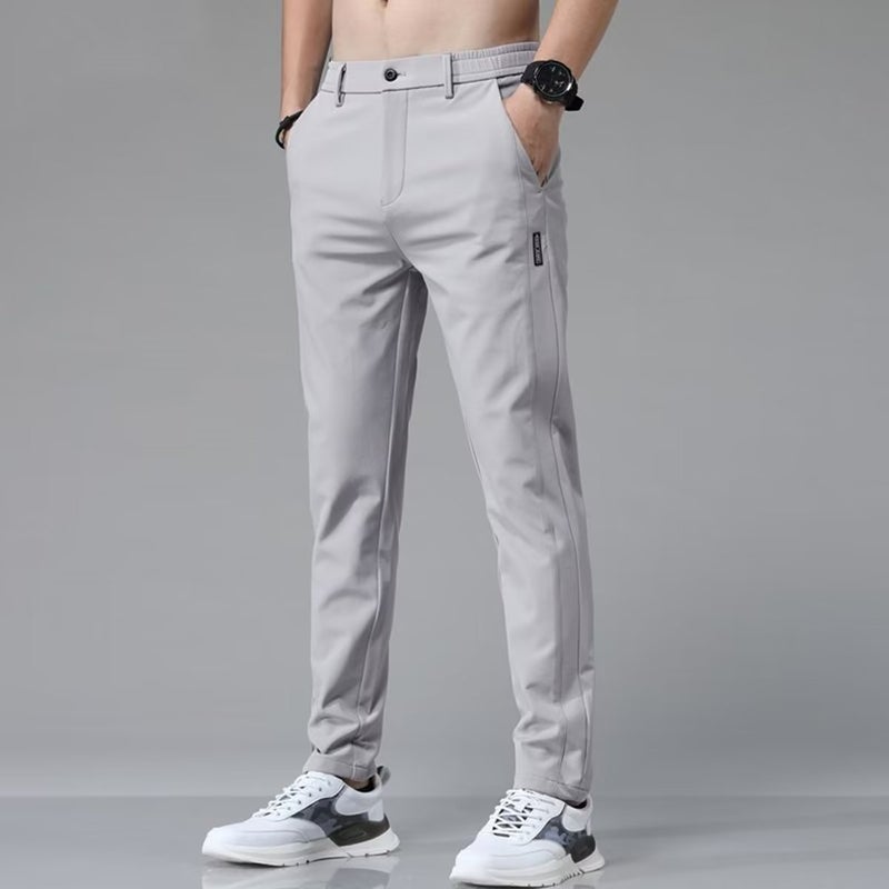 Summer Ice Silk Mens Slim Casual Pants Light gray - Image 1