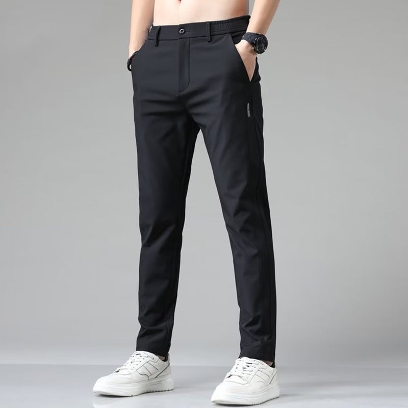 Summer Ice Silk Mens Slim Casual Pants Light gray - Image 3
