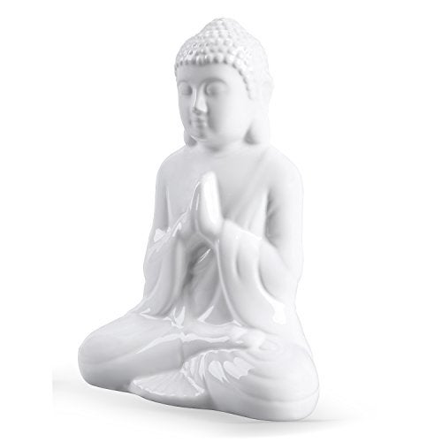 FORLONG Ceramic Praying Buddha Figurine, Serene Medium Statue （11 Inches Tall，White） - Image 4