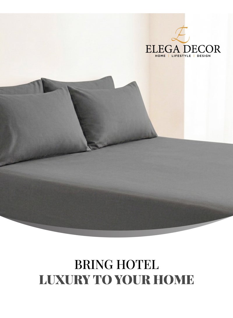 Elega Decor 210TC Cotton Satin Double Solid Bed Sheet Set 3PC | Soft Breathable Satin Flat Sheet 206x250 cm | 2 pillowcases 50x75 cm | OEKO-TEX & ECAS Certified - Image 1