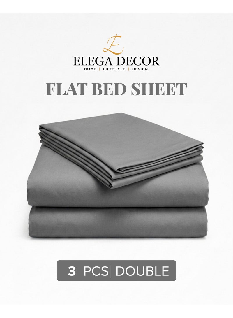Elega Decor 210TC Cotton Satin Double Solid Bed Sheet Set 3PC | Soft Breathable Satin Flat Sheet 206x250 cm | 2 pillowcases 50x75 cm | OEKO-TEX & ECAS Certified - Image 5