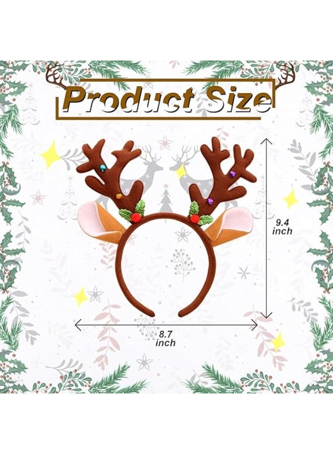 Christmas Headbands for Women, Christmas Elk Antlers Headband, Cute Brown Head Bands, Christmas Costume Accessories for Holiday Party Cosplay - Image 2