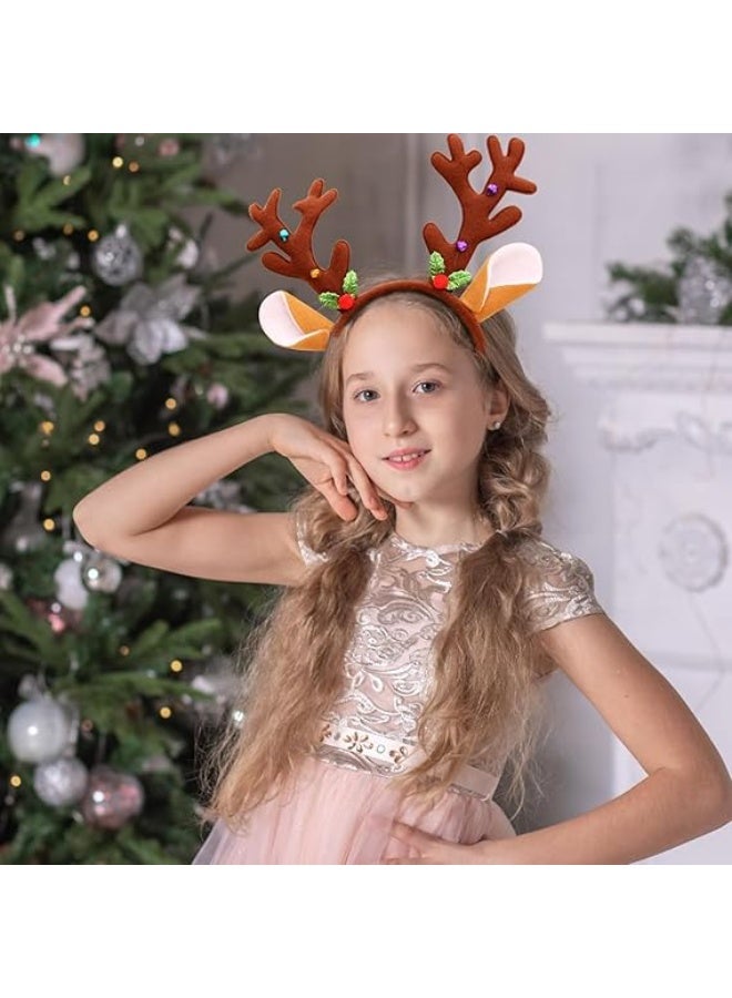 Christmas Headbands for Women, Christmas Elk Antlers Headband, Cute Brown Head Bands, Christmas Costume Accessories for Holiday Party Cosplay - Image 5