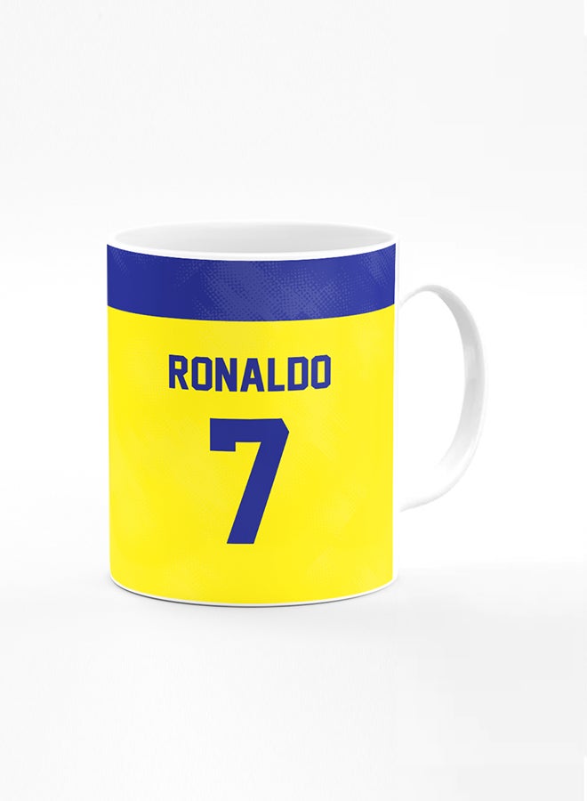Stylizedd Designer Printed Coffee Mug with Heavy Duty Handle 11oz Ceramic Personalised Gift Mugs Cup- Football Ronaldo Jersey no 7 Design B  - Image 1