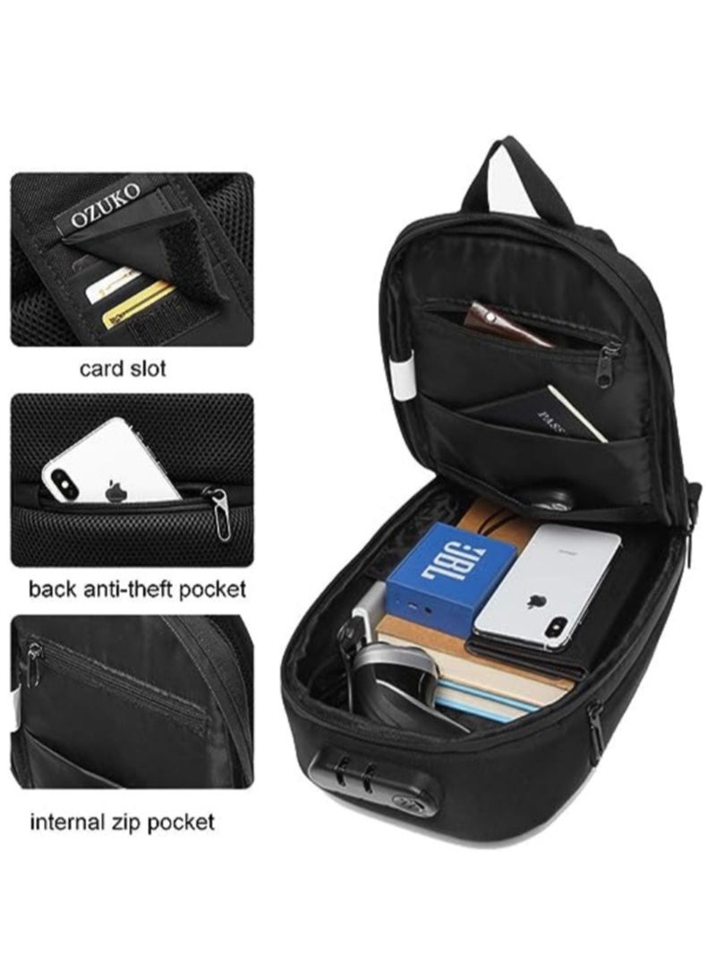 OZUKO - Anti-Theft Sling Bag Lightweight Crossbody Shoulder Backpack with USB Charging Port Waterproof Casual Chest Bag for Daily Use - Image 1