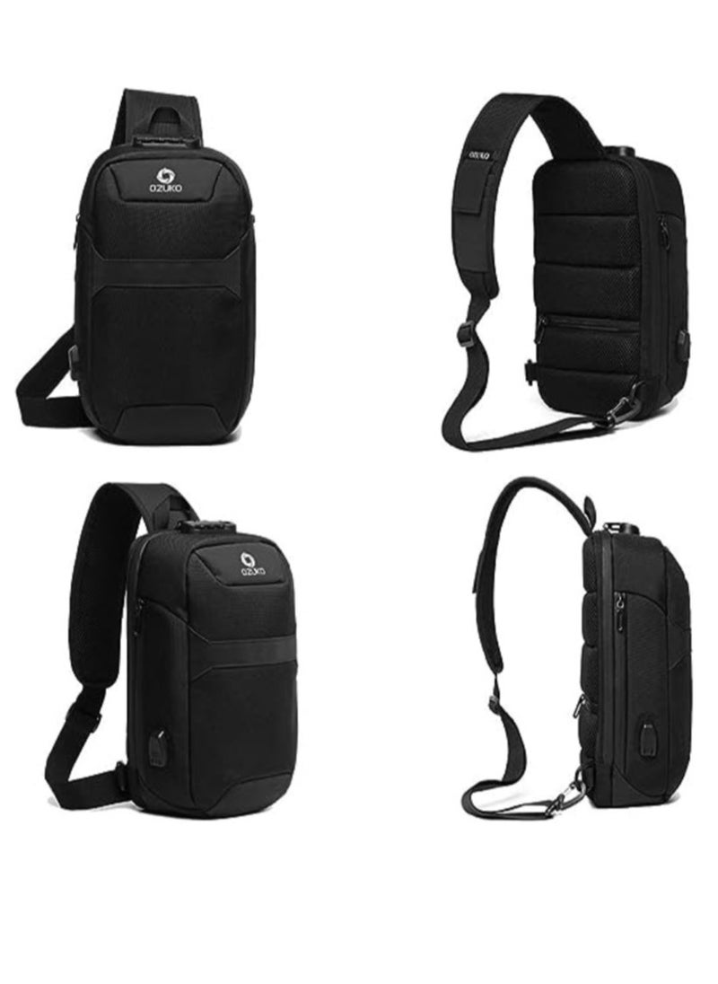 OZUKO - Anti-Theft Sling Bag Lightweight Crossbody Shoulder Backpack with USB Charging Port Waterproof Casual Chest Bag for Daily Use - Image 1