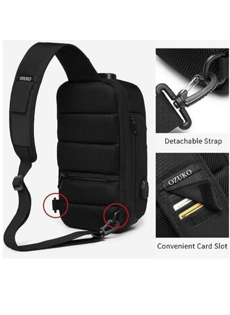 OZUKO - Anti-Theft Sling Bag Lightweight Crossbody Shoulder Backpack with USB Charging Port Waterproof Casual Chest Bag for Daily Use - Image 1