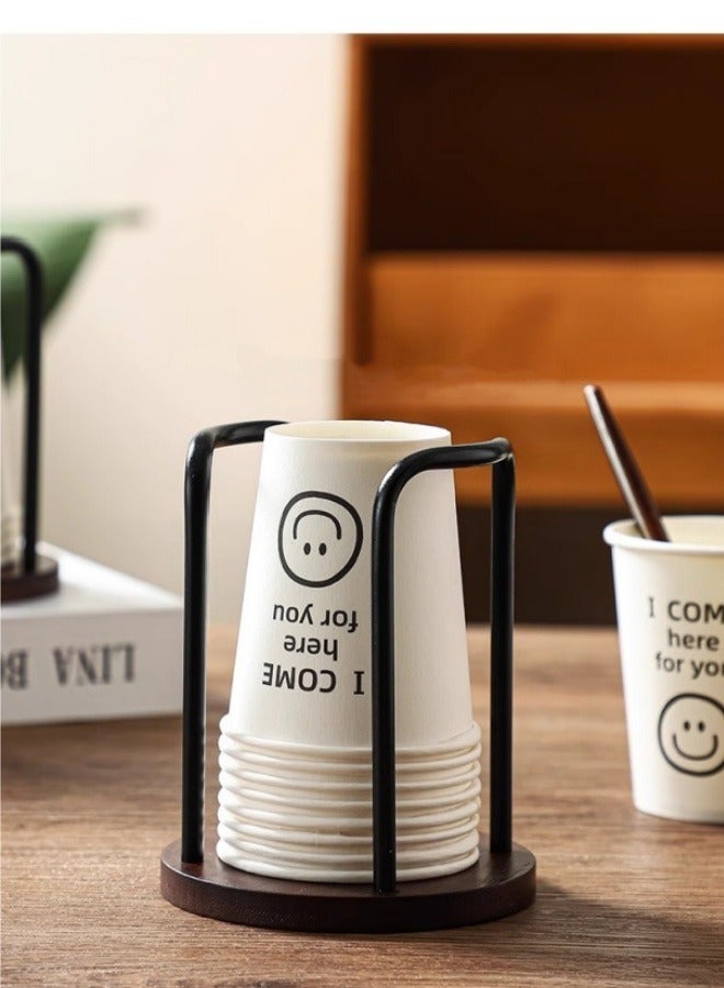 Cup Holder Disposable Cup Picker Wooden Base Paper Cup Holder - Image 3