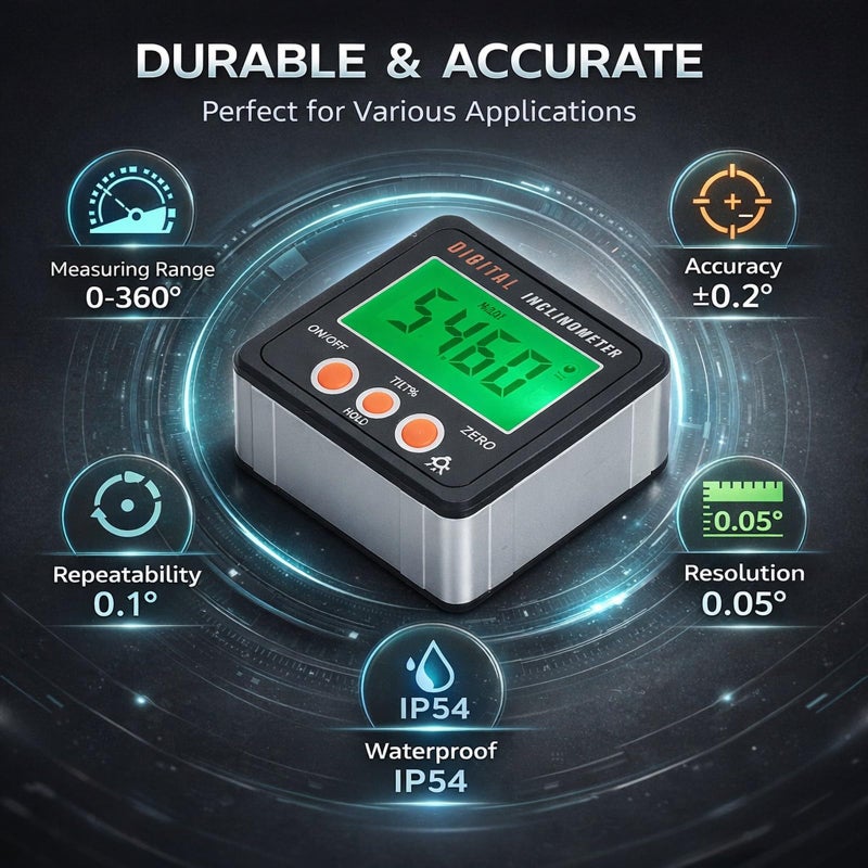 Digital Magnetic Inclinometer Protractor ABS High Accuracy IP54 for Woodworking Construction - Image 5