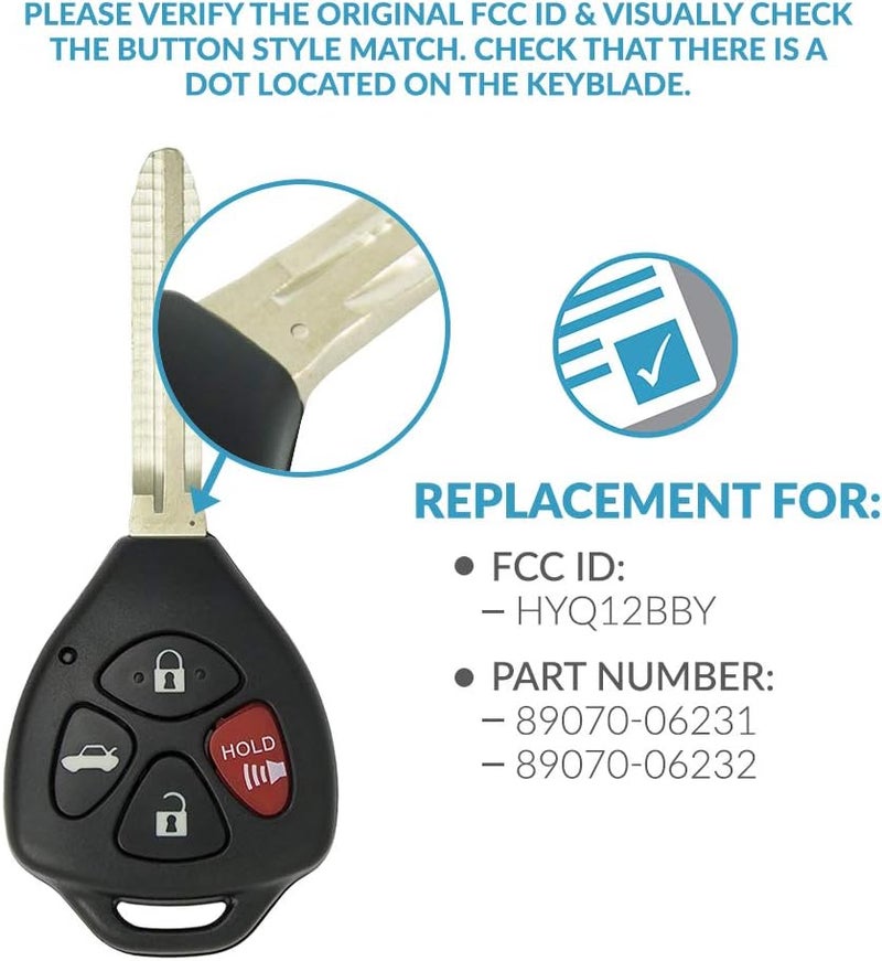 Keyless2Go Replacement Key Fob for Toyota Camry 2007-2010 - Image 4