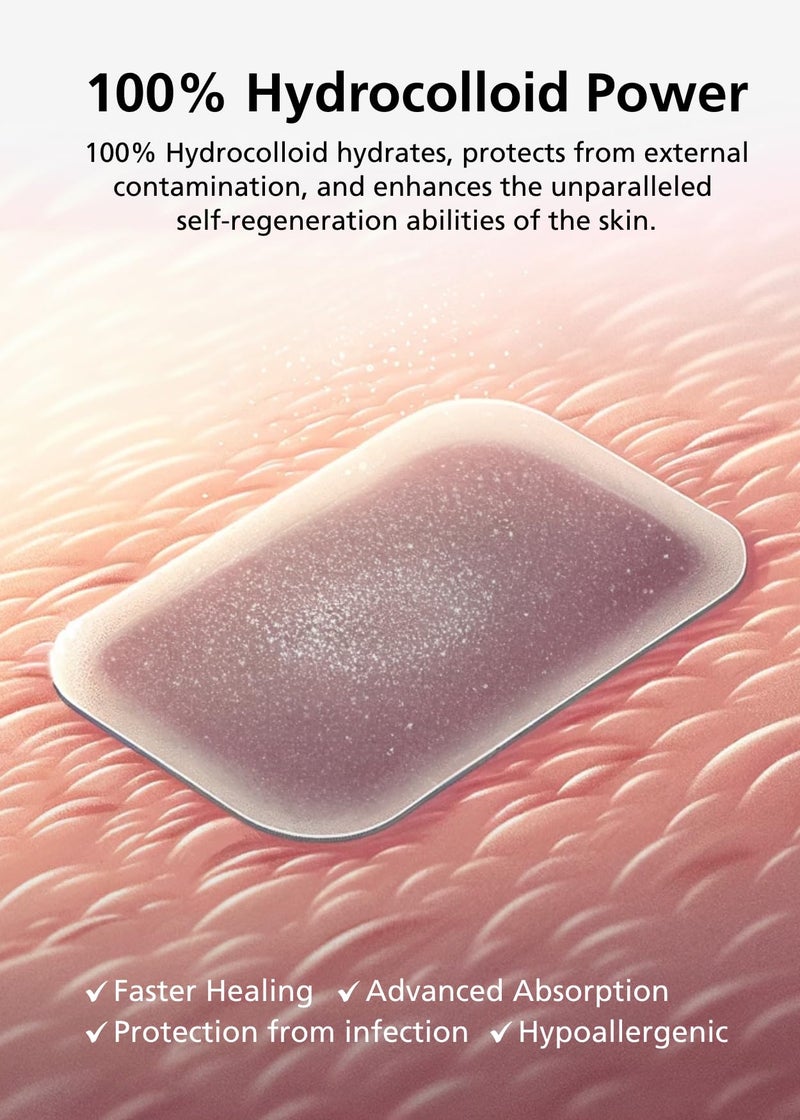 DWEasyDerm ضمادة جروح هيدروكوليد رقيقة من إيزي ديرم 4â€x4â€ عبوة واحدة (2 ضمادات) | مقاومة للماء، خالية من اللاتكس، ضمادة عالية الامتصاص للحروق، الفقاعات، شفاء الجروح مع مقص صغير - Image 5