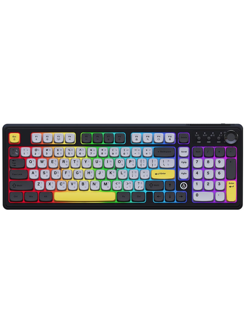 A-jazz Ajazz AF98 PLUS RGB mechanical keyboard, three-mode connection, 4000mAh battery, volume adjustment knob, color block keycaps, suitable for Windows/Mac, with side control buttons, suitable for work, entertainment and games - Image 2