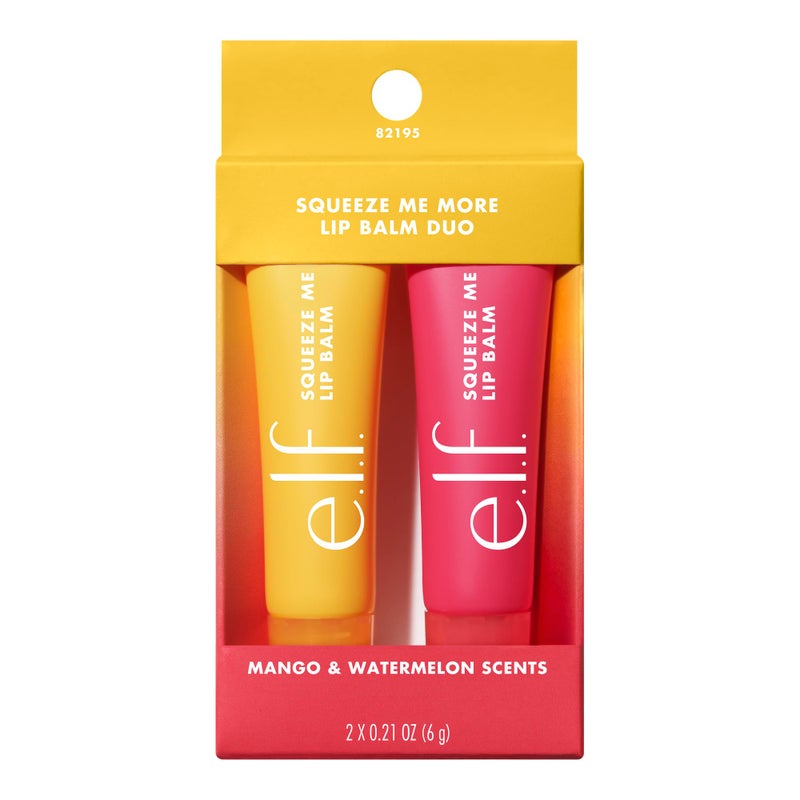elf e.l.f. Squeeze Me More Lip Balm Duo, Moisturizing Balm For A Sheer Tint Of Color, Made With Hyaluronic Acid, Vegan & Cruelty-Free, Mango & Watermelon - Image 1