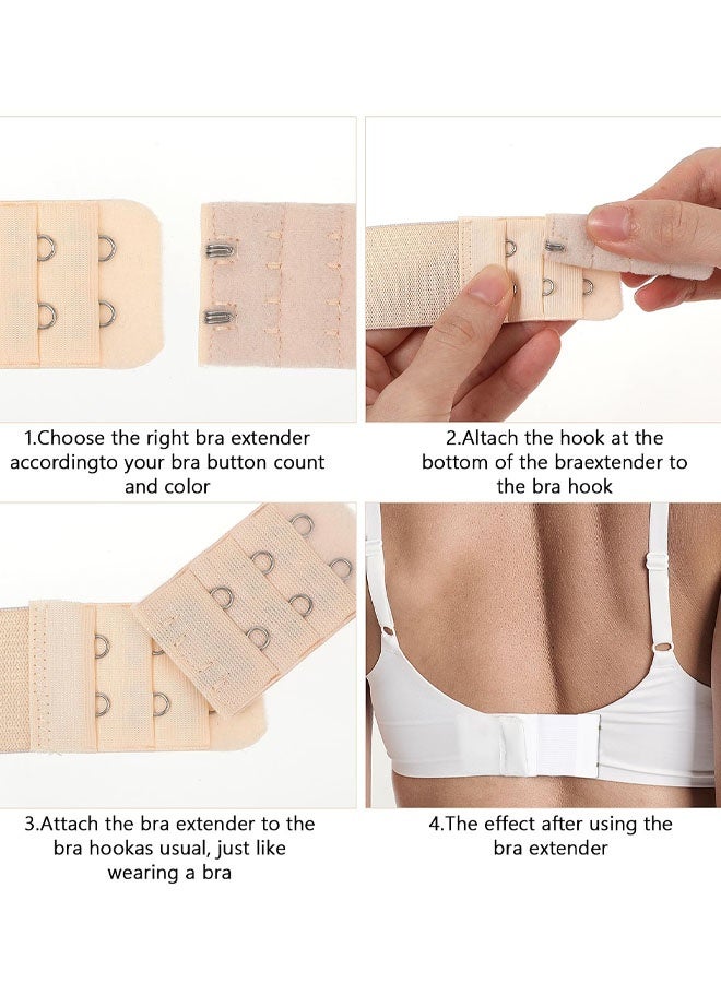 6 Pieces Women's Soft Comfortable Elastic Bra Extenders Bra Extension Strap 2 Hook 3 Row Lady's Bra Extender Bra Band - Image 5
