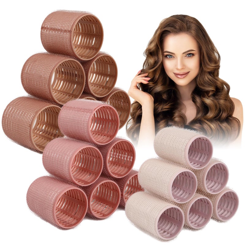 xnicx 18pcs Ceramic Ionic Thermal Hair RollersSelfGrip Hair Roller Set Hair CurlersRollers Hair Curlers to Sleep In for Hair Blowout LookSalon Quality for Long Short HairBrown Pink White - Image 2