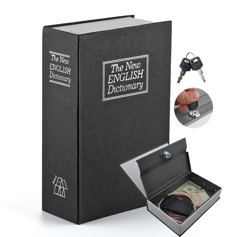 Book Safe with Combination Lock ALLOMN DictionaryShaped Money Box Hidden Secret Security Lockup Piggy Bank with Keys for Coins Cash Money Jewellery Hidden Safe