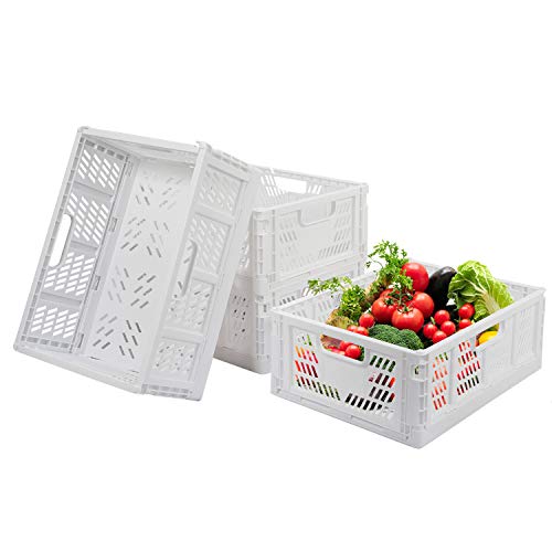 Phyllia 4 PC Baskets Plastic for Shelf Home Kitchen Storage Bin Organizer, Stackable Container Crate for Bedroom Bathroom Office Clothes Beauty(White, 13.3x10.2x5.1) - Image 1