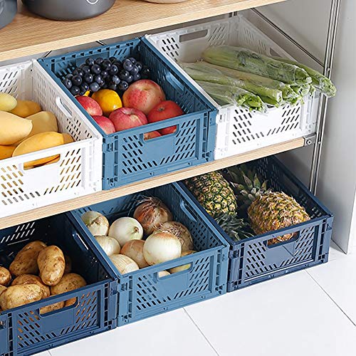 Phyllia 4 PC Baskets Plastic for Shelf Home Kitchen Storage Bin Organizer, Stackable Container Crate for Bedroom Bathroom Office Clothes Beauty(White, 13.3x10.2x5.1) - Image 3