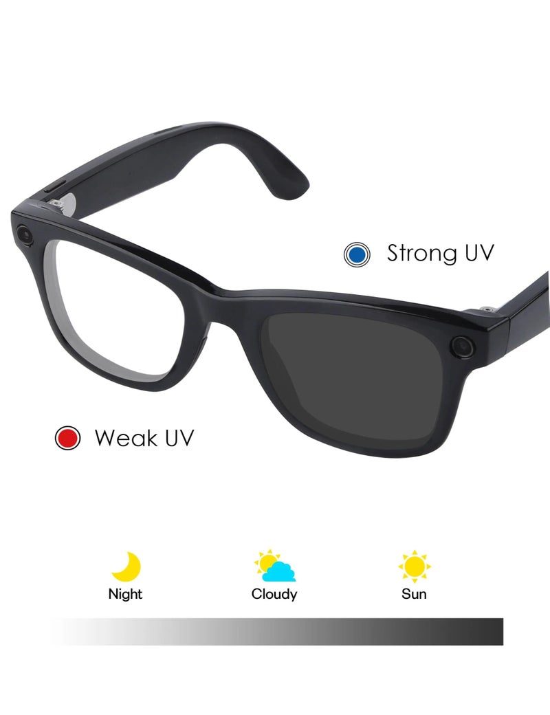 BLAZERBUCK Anti-salt Replacement Lens Compatible with Ray-Ban Meta Wayfarer RW4006 | RW4012 (Gen 2) 50mm Smart Glasses - Clear to Black Photochromic - Image 4