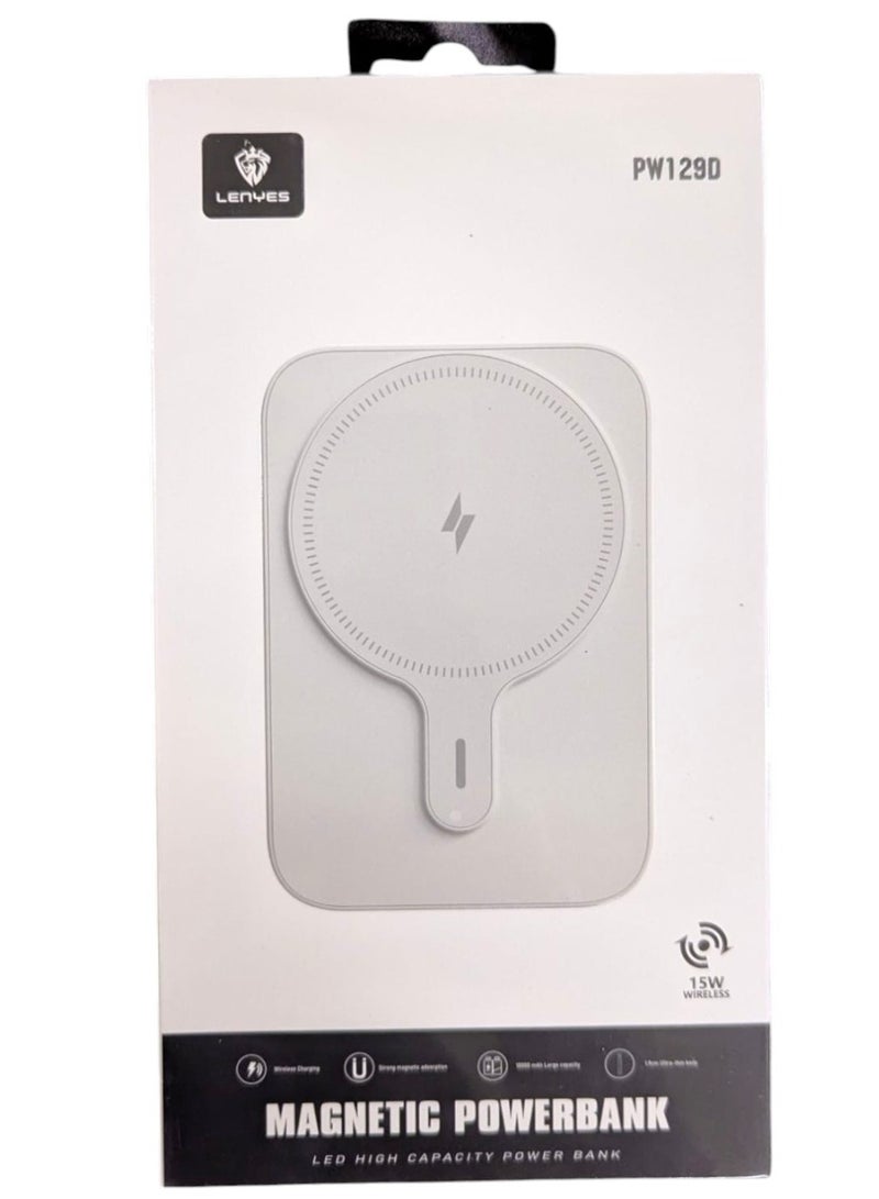 Lenyes 10000 mAh Foldable Magnetic Wireless Power Bank Portable Charger 15W white - Image 3