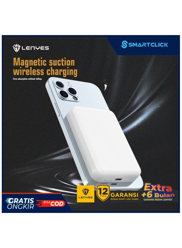 Lenyes 10000 mAh Foldable Magnetic Wireless Power Bank Portable Charger 15W white - Image 5