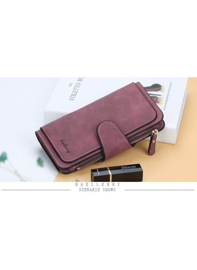 baellerry Women's Purse Long Multi-card Women's Advanced Purse Fashion Triple Fold Vertical Handbag  - Image 2