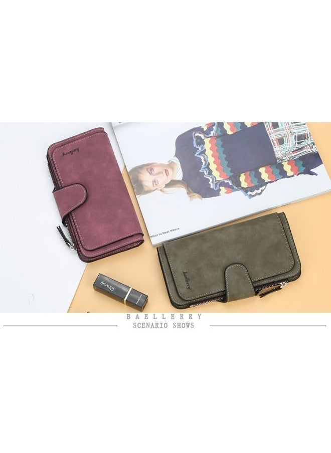 baellerry Women's Purse Long Multi-card Women's Advanced Purse Fashion Triple Fold Vertical Handbag  - Image 3