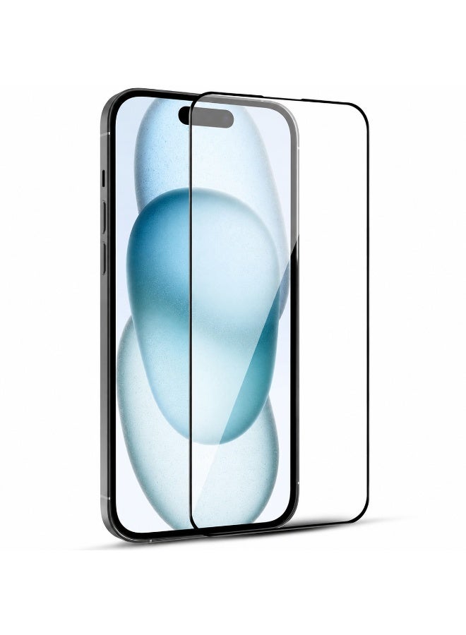 باندا شاشة حماية زجاجية فاخرة لهاتف آيفون 15 برو ماكس (iPhone 15 Pro Max) بتغطية كاملة وإطار أسود - حماية فائقة - Image 1