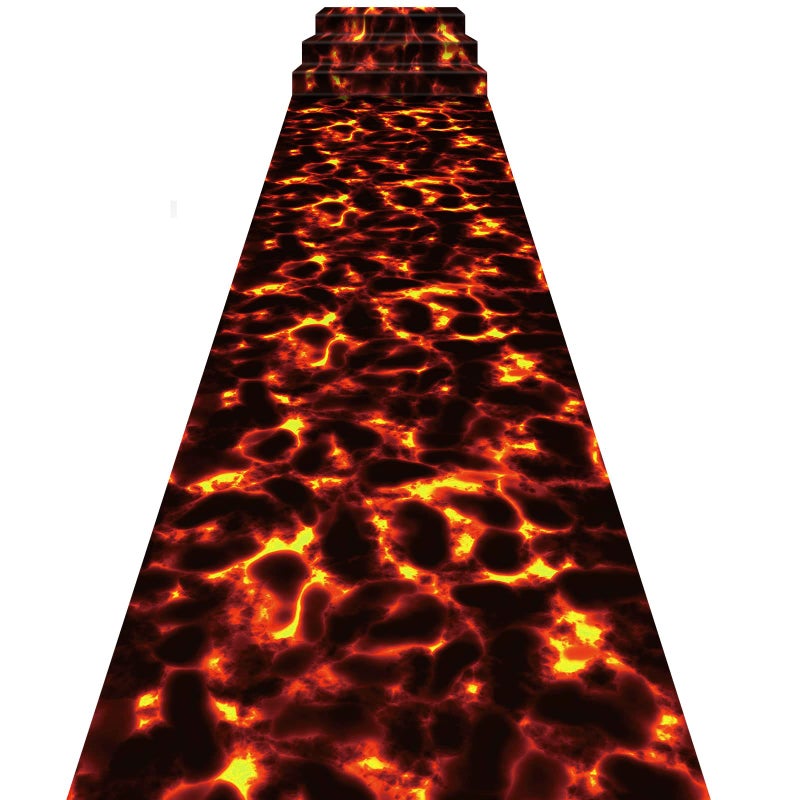 Tudomro 2 Pack Lava Themed Tablecloth Volcano Lava Party Decorations Volcano Track Floor Runners Hot Coals Luau Theme Halloween Birthday Party Table Cover Reusable Supplies