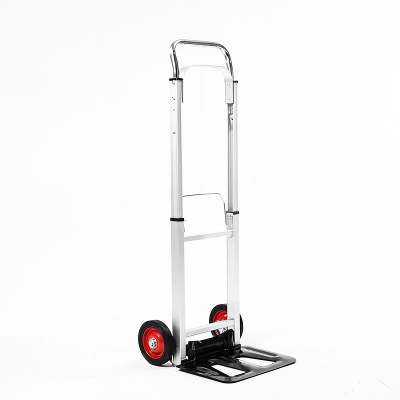 LEADALLWAY Hand Truck Aluminum Foldable Hand Cart with 6 Wheels 220 lbs Capacity