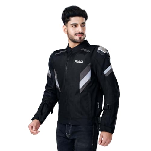 Raida Men Polyester Standard Length Frigate Motorcycle Jacket | CE Level 2 Armors | Titanium Shoulder Sliders | Thermal & Rain Liner Included (M, Black) - Image 3