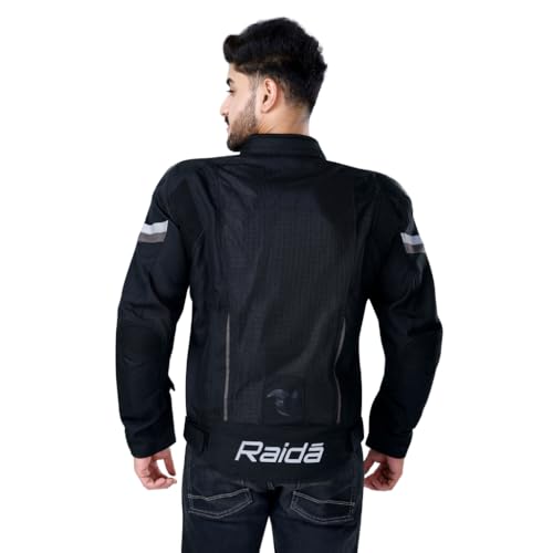 Raida Men Polyester Standard Length Frigate Motorcycle Jacket | CE Level 2 Armors | Titanium Shoulder Sliders | Thermal & Rain Liner Included (M, Black) - Image 2