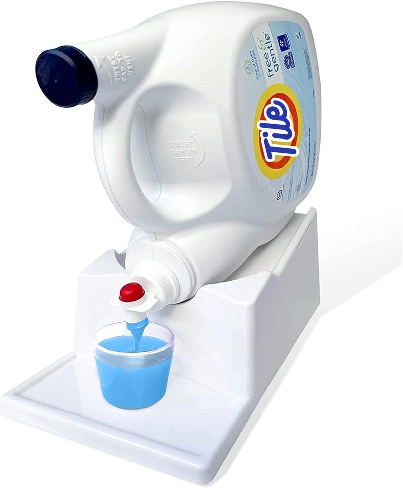 Skywin TidyFriend Laundry Detergent Holder Stand Organizer with Drip Tray, Laundry Detergent Stand with Non-Slip Rubber Feet for Washing Space Organization, Angled Downward Slope for Easy Pouring (White) - Image 1