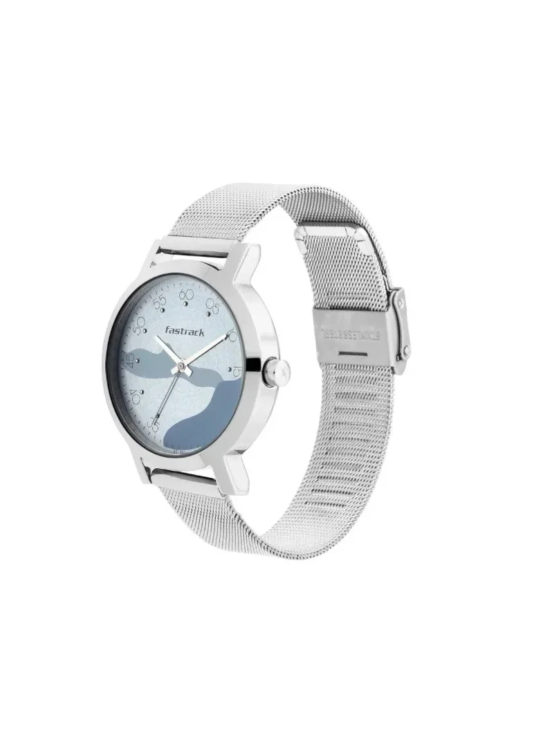 fastrack Fastrack Bare Basics Quartz Analog Watch for Girls With Blue Dial Stainless Steel Strap