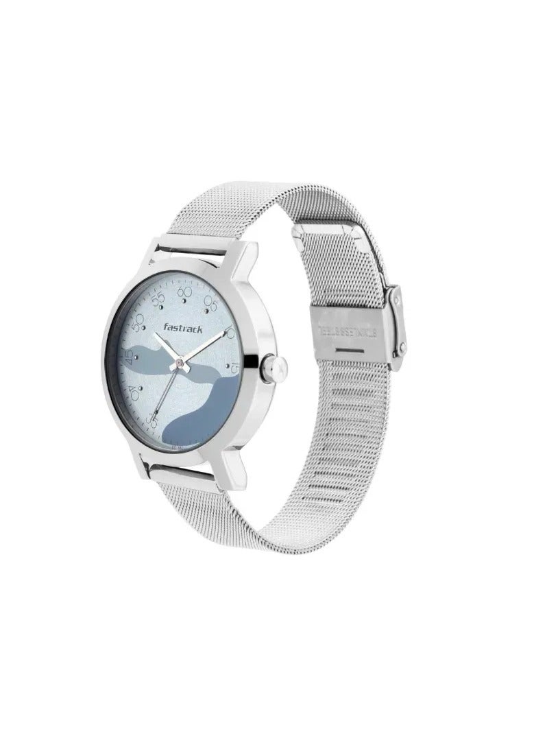 Fastrack Bare Basics Quartz Analog Watch for Girls With Blue Dial Stainless Steel Strap - Image 1