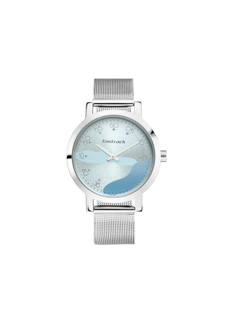 Fastrack Bare Basics Quartz Analog Watch for Girls With Blue Dial Stainless Steel Strap - Image 2